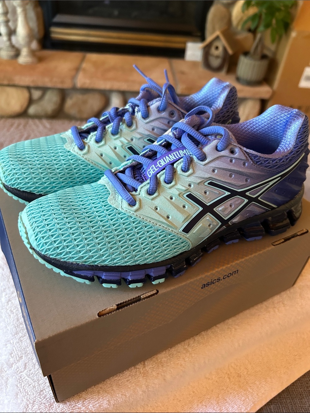 Asics Women's Gel-Quantum Running Shoes in Teal and Purple, Size 6, NWT, T6G7N